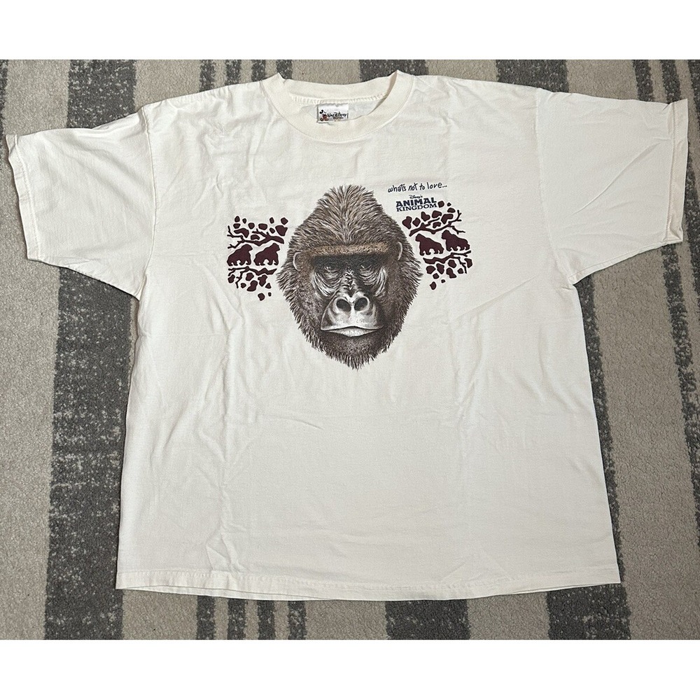 Rare Vintage Disney Animal kingdom Shirt Ivory XL Late 90s Streetwear Graphic